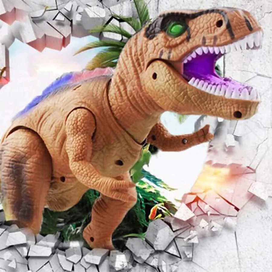 Realistisk brølende fjernbetjent dinosaur legetøj går, med lysende øjne, underholdning for børn.