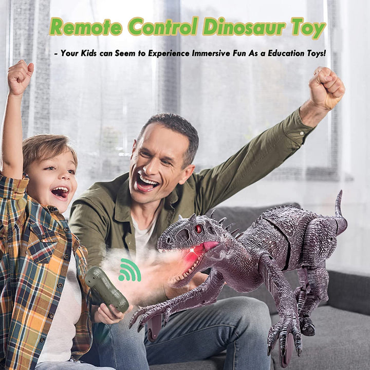 Børn leger med realistisk VelociThrill fjernstyret dinosaur legetøj.