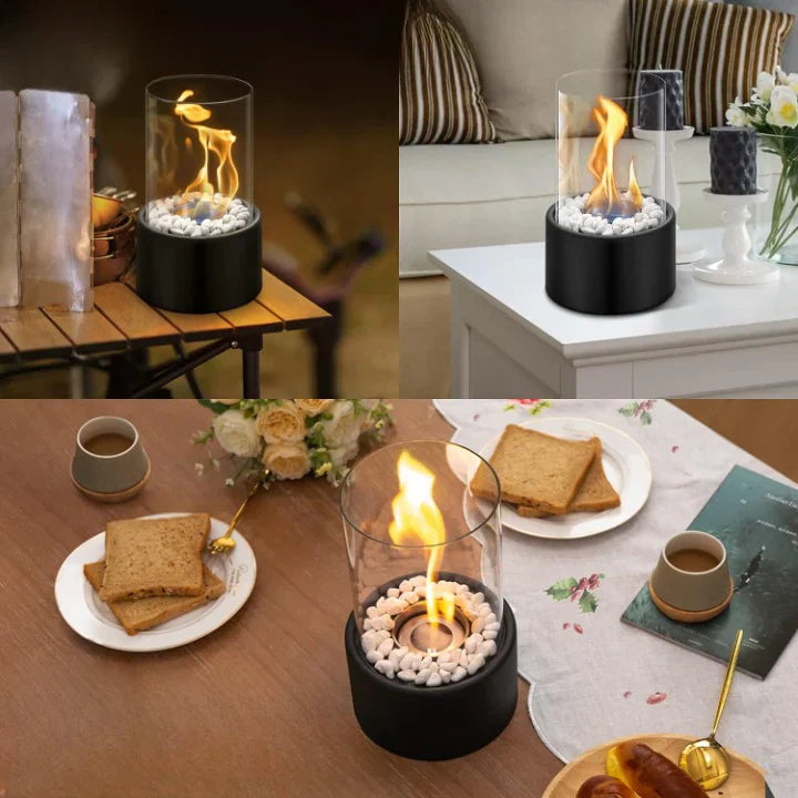 FlameAura bordbiopejs, nem at tænde og slukke. Sikker hygge til dit hjem.