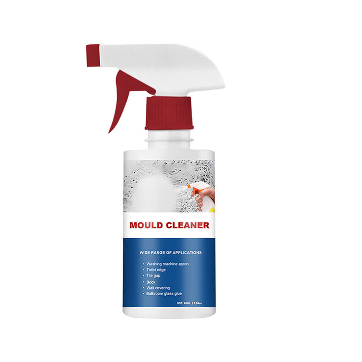 Detaljebillede af flaske med Effektiv Skimmelfjerner Skumspray klar til brug.