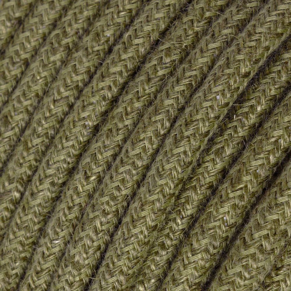 "Fleksibel stofledning i elegant mørk jute viskose til hjemmedekor, perfekt til moderne og klassiske lamper."