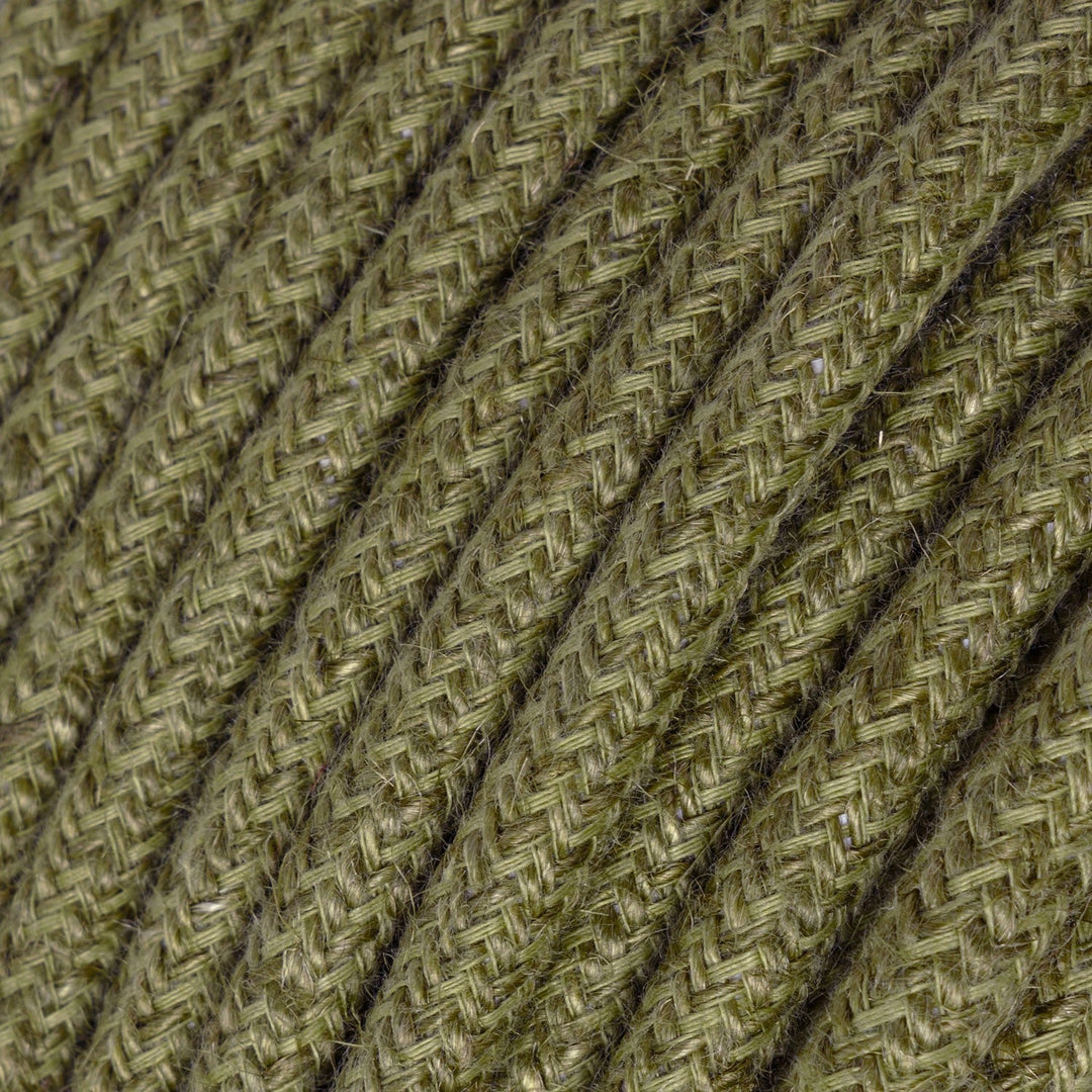 "Fleksibel stofledning i elegant mørk jute viskose til hjemmedekor, perfekt til moderne og klassiske lamper."