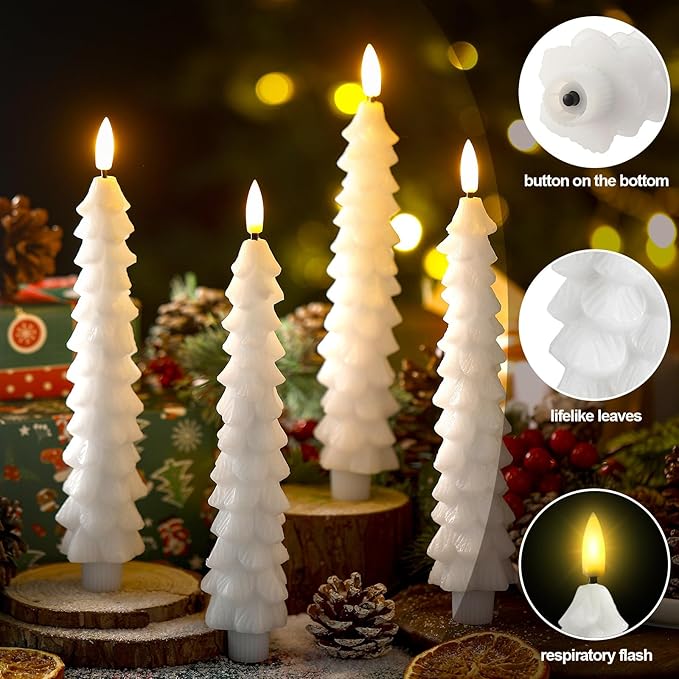 Hvidt flammefrit LED stearinlys med flimrende effekt. Perfekt vokslys til hyggelig indendørs belysning.