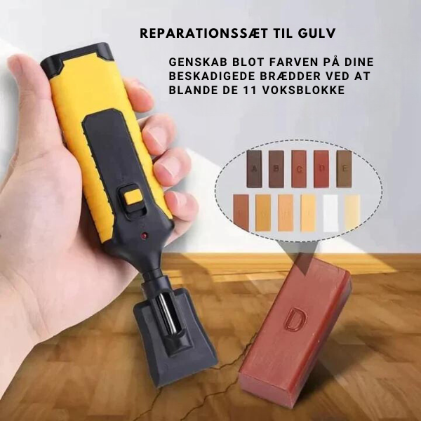 FloorFix reparationssæt til laminatgulv. Nem gulvreparation af ridser, skader og fliser i træ.