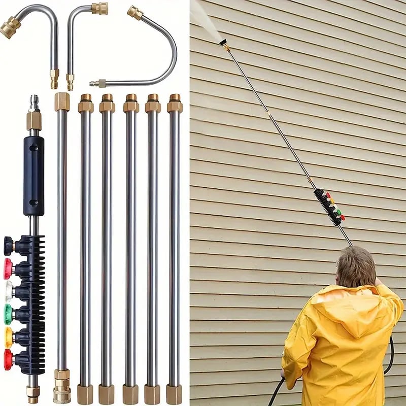 ForceFlex Pro teleskopisk højtryksrenserstav. Kraftfuld rengøring af tagrender, tage & vinduer.