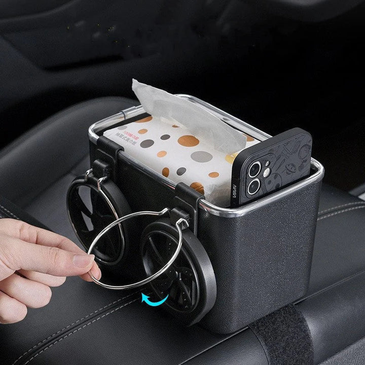 Smart GlideNest bilorganisator med kopholder og servietholder. Ideel til praktisk opbevaring af småting i bilen.