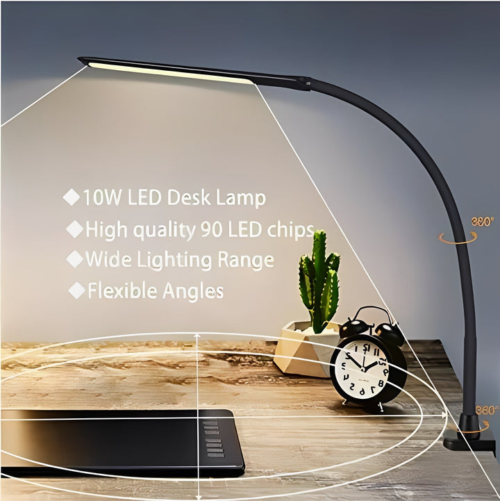 Optimal GlowMaster LED-læselampe til hjemmekontoret med blødt, flimmerfrit lys for behagelig læsning.