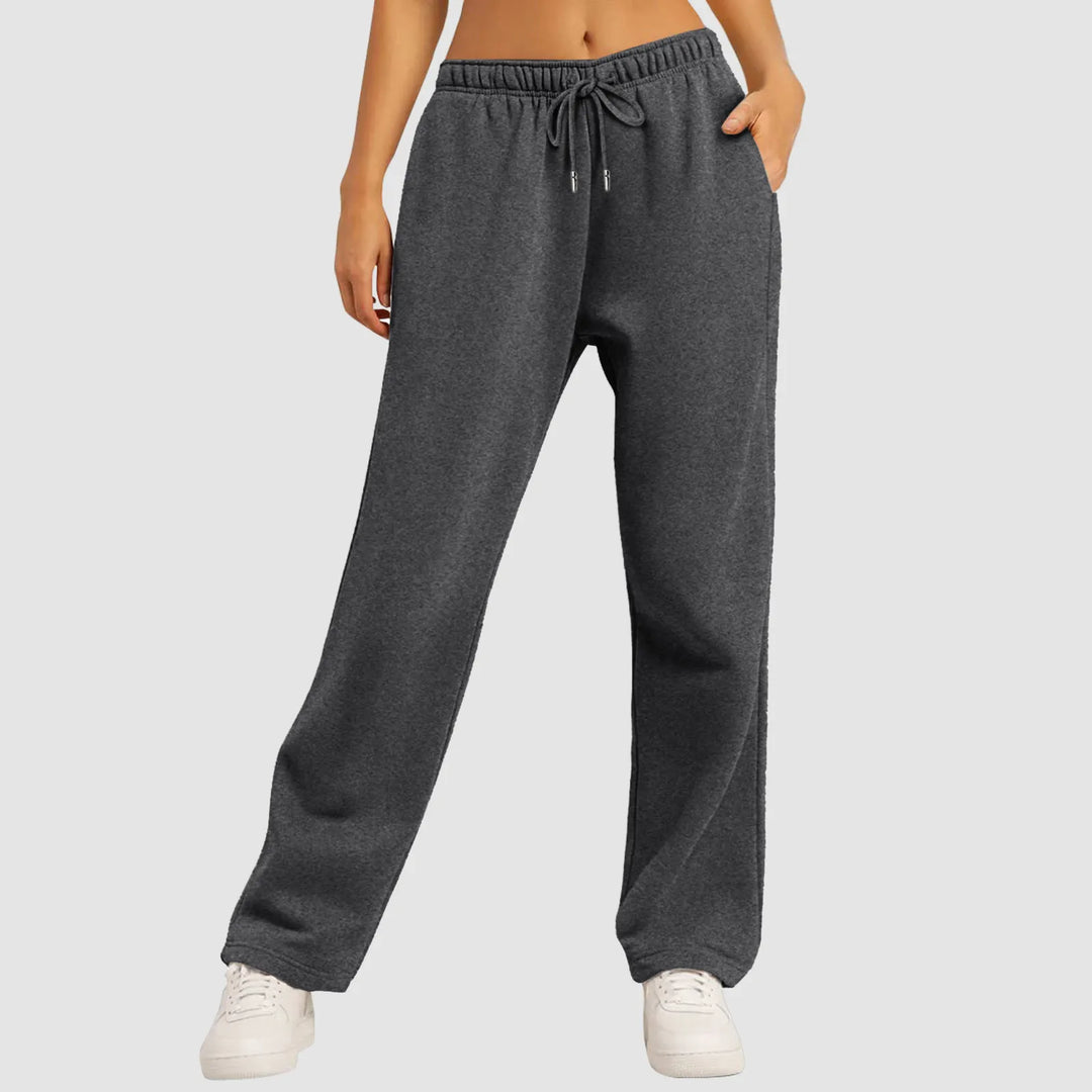 Stilfulde damebukser: brede sweatpants med høj talje. Ideelle til komfort og et afslappet, moderne udtryk.