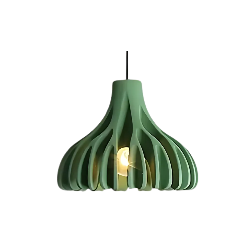 Grøn, dæmpbar LED-loftslampe med elegant geometrisk design. Moderne loftsbelysning til indretning.