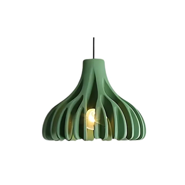 Grøn, dæmpbar LED-loftslampe med elegant geometrisk design. Moderne loftsbelysning til indretning.