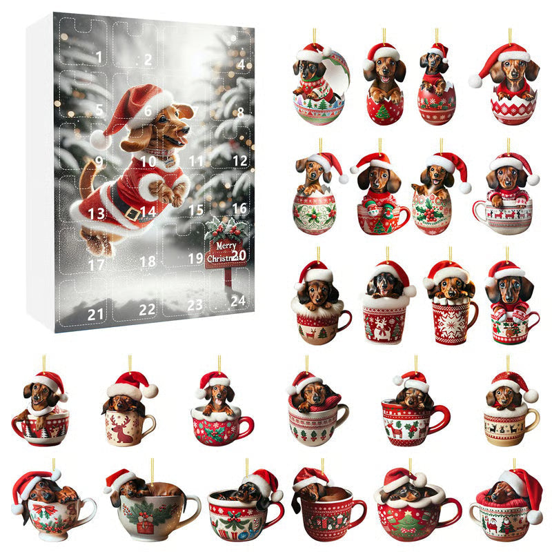 Hundens egen julekalender: Gravhund designet, fyldt med spændende overraskelser til jul.