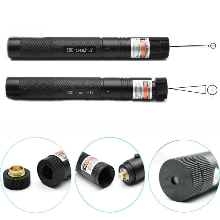 "Grøn og rød laserpointer med høj synlighed, ergonomisk design, præcision og lang rækkevidde til professionelle opgaver."