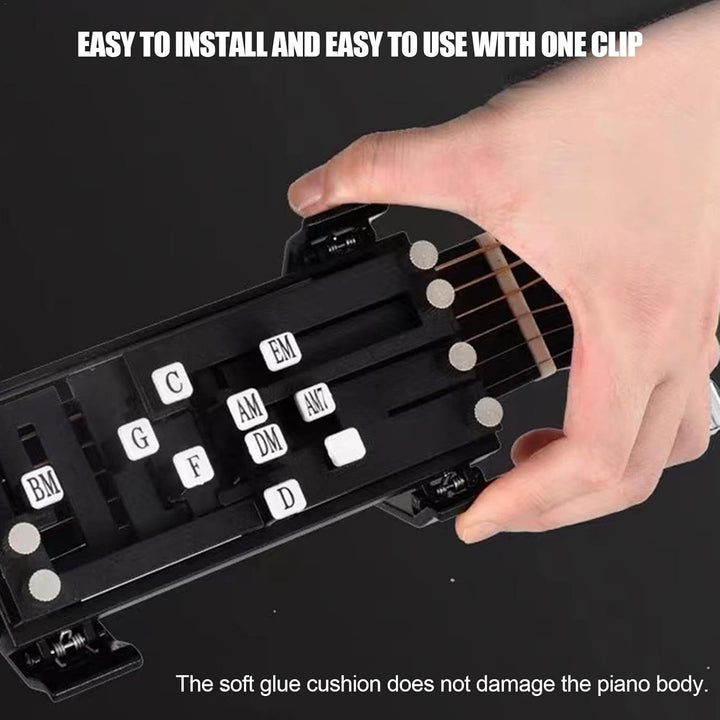 Ergonomisk guitartræner for smertefri guitarundervisning. Ideel guitarhjælp for begyndere i alle aldre.