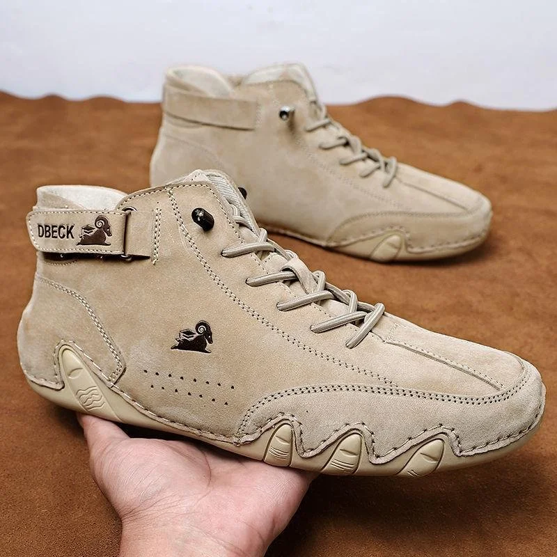Stilfulde herre high-top sneakers, håndlavede i gråt italiensk design for optimal komfort og mode.