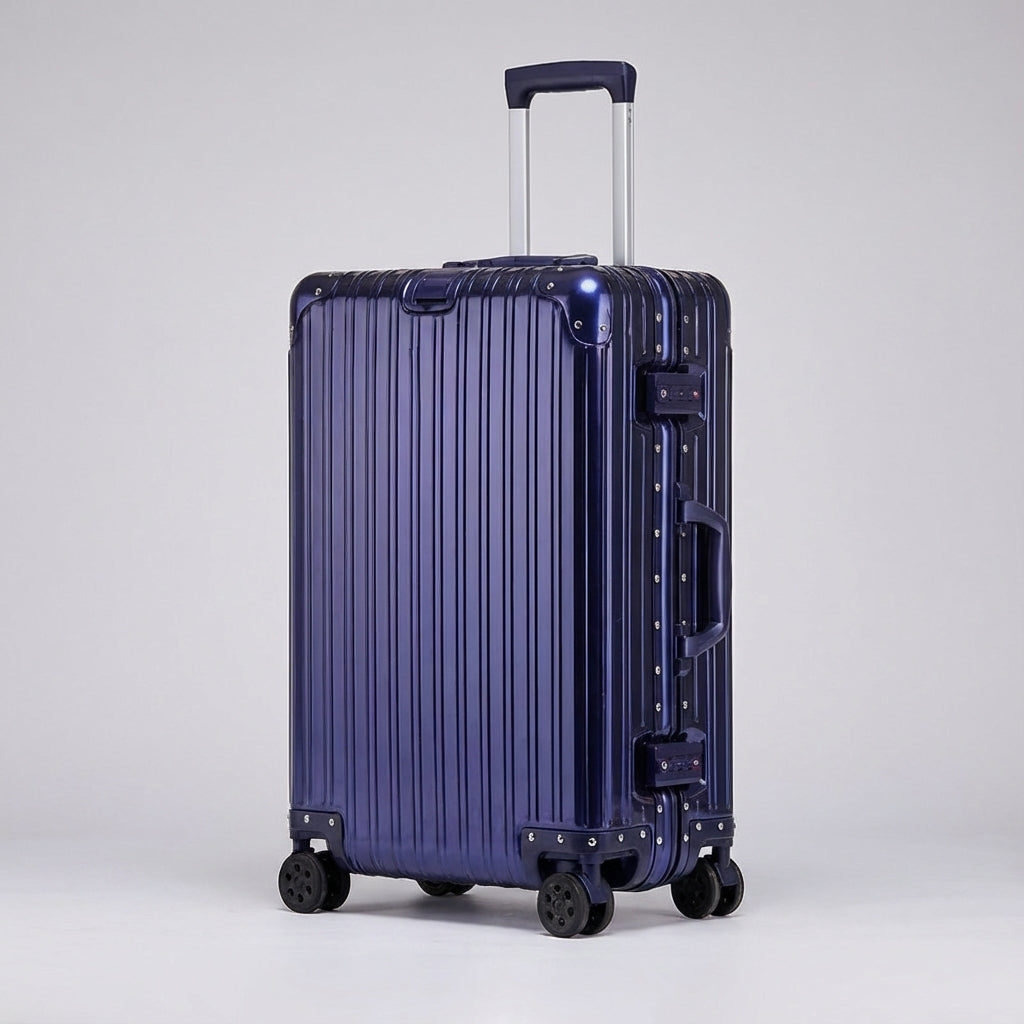 Holdbar aluminium rejsekuffert for sikker og komfortabel ferie, med smart og sikker TSA lås.