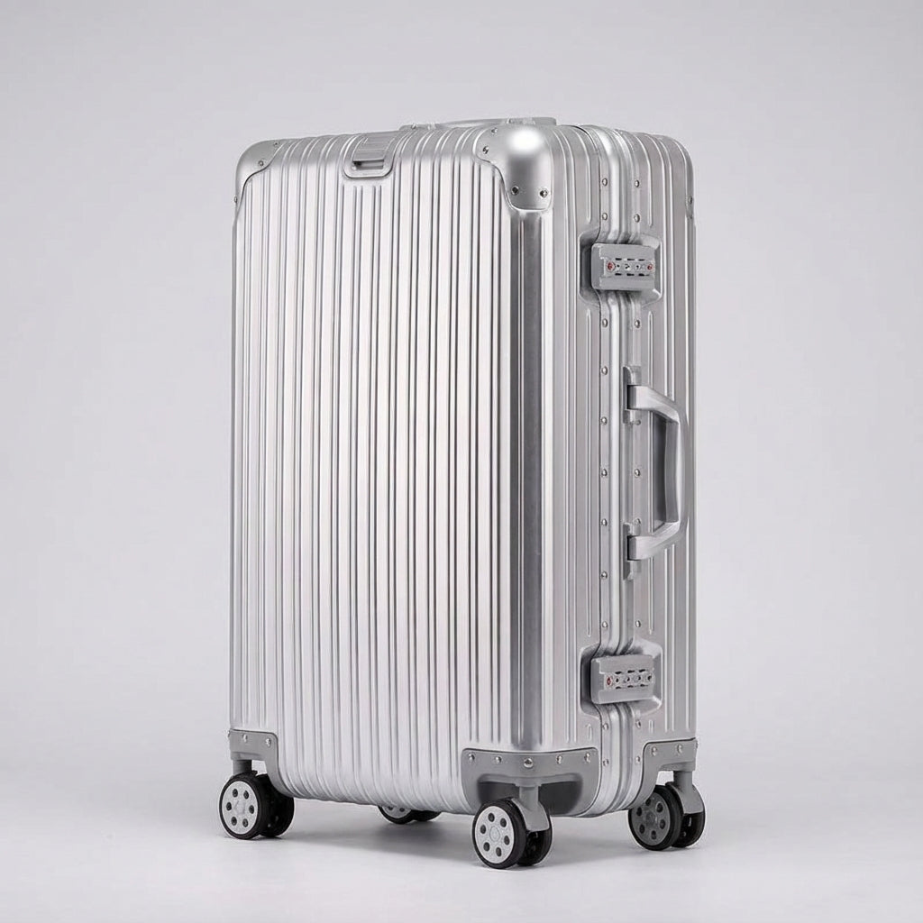 Elegant letvægts aluminium kuffert med TSA lås og spinnehjul for holdbar og sikker rejse.