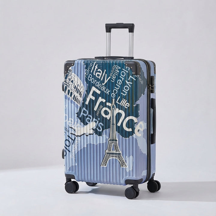 UrbanVoy spinner rejsekuffert, hård skal med unikt print, perfekt trolley til ferie og rejse.
