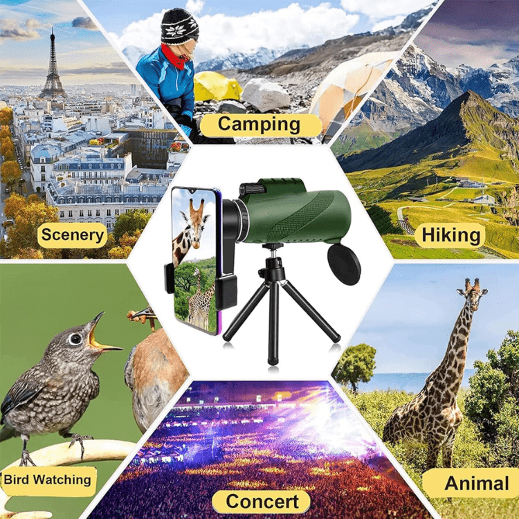 Monokulær kikkert med HD-optik til naturobservation. Perfekt til udendørsentusiaster og vildtliv.