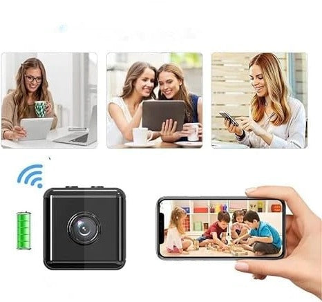 Trådløst HD smart sikkerhedskamera placeret indendørs for effektiv hjemmeovervågning via wifi.