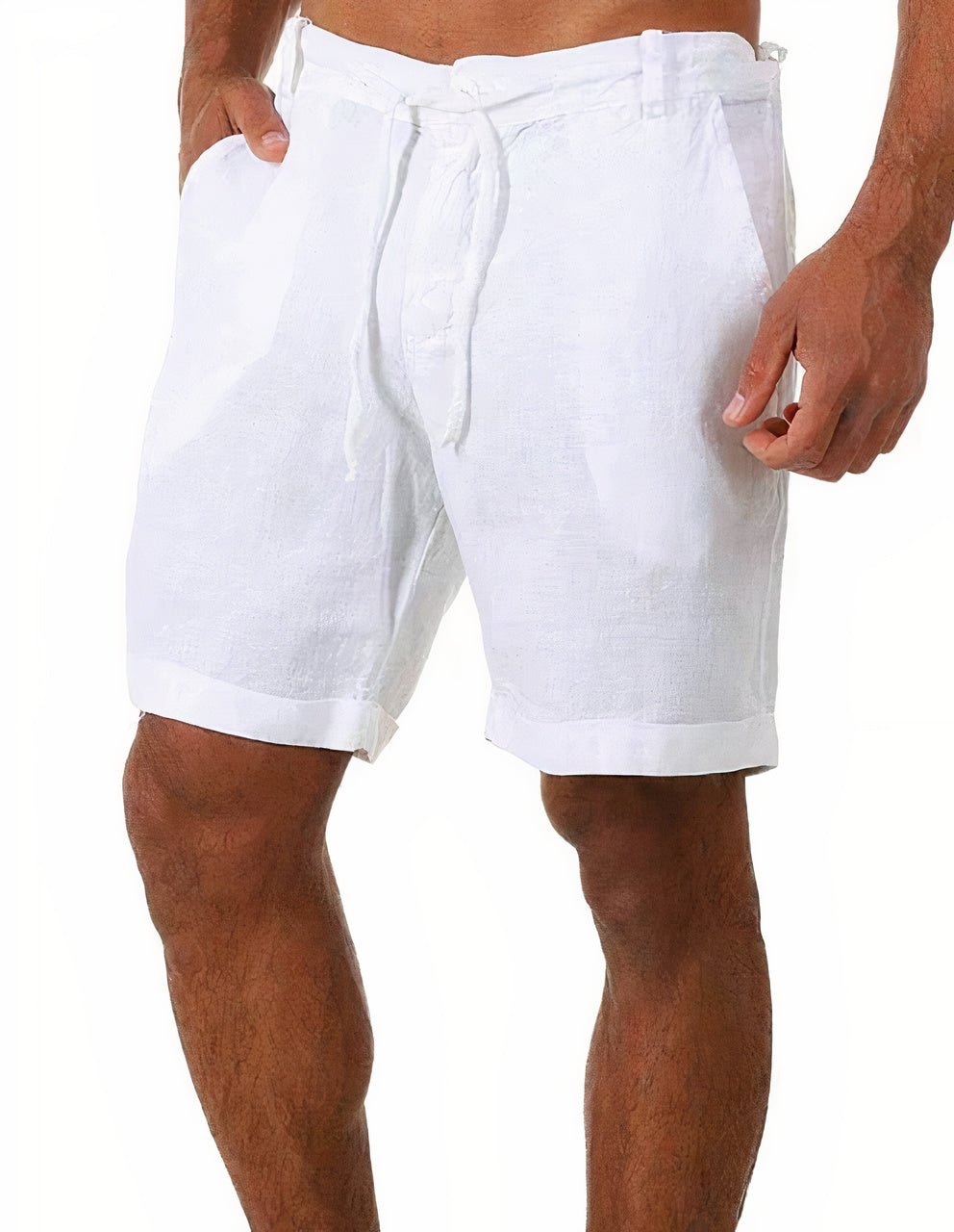 Grønne herre hørshorts med manchetter og snørebånd. Afslappede og bekvemme shorts til sommer.