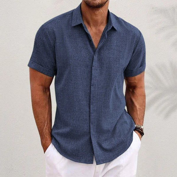 Herre kortærmet skjorte regular fit i casual stil til sommer. Åndbar og stilfuld hverdagsskjorte til mænd.