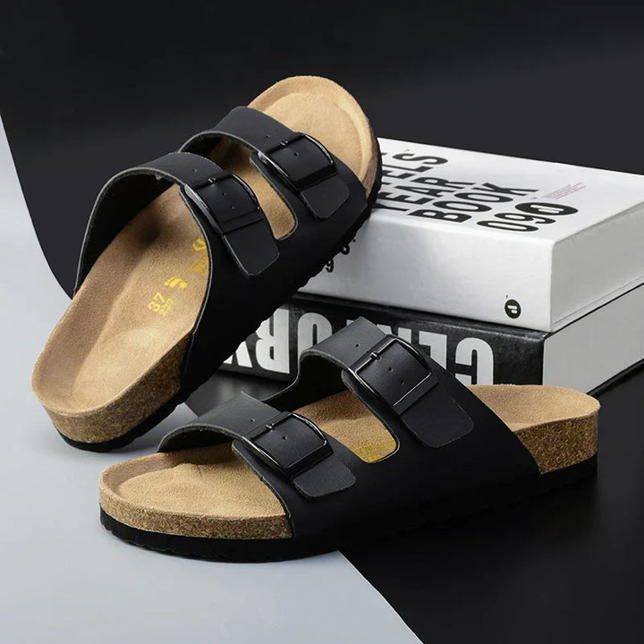 "Herre lædersandaler med justerbare remme, ergonomisk sål, ideel til sommer og komfort, stilfulde til alle lejligheder."