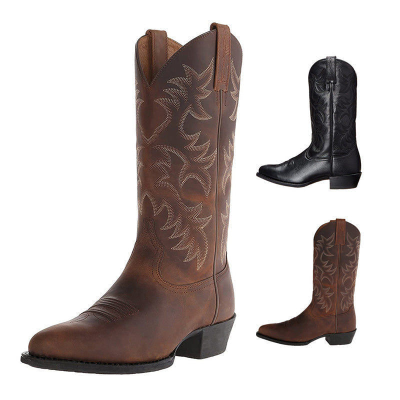 Herre moderigtige cowboystøvler i klassisk westernstil. Elegante, perfekte til casual eller fest.