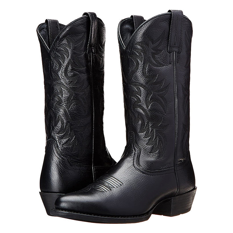 Forskellige farver herre cowboystøvler: sort og brun. Stilfuld inspiration til ethvert outfit.
