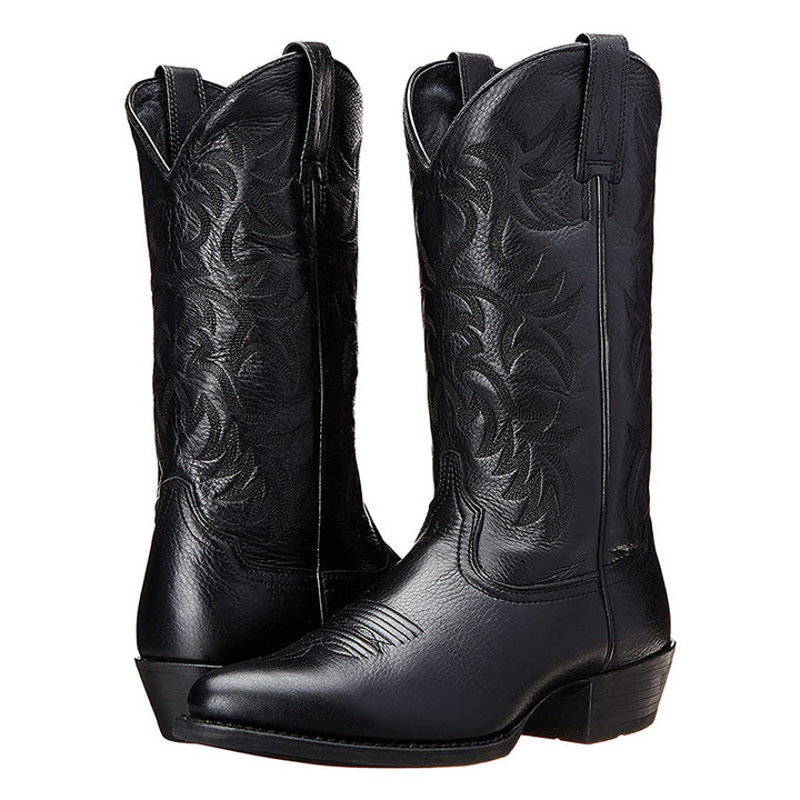 Forskellige farver herre cowboystøvler: sort og brun. Stilfuld inspiration til ethvert outfit.