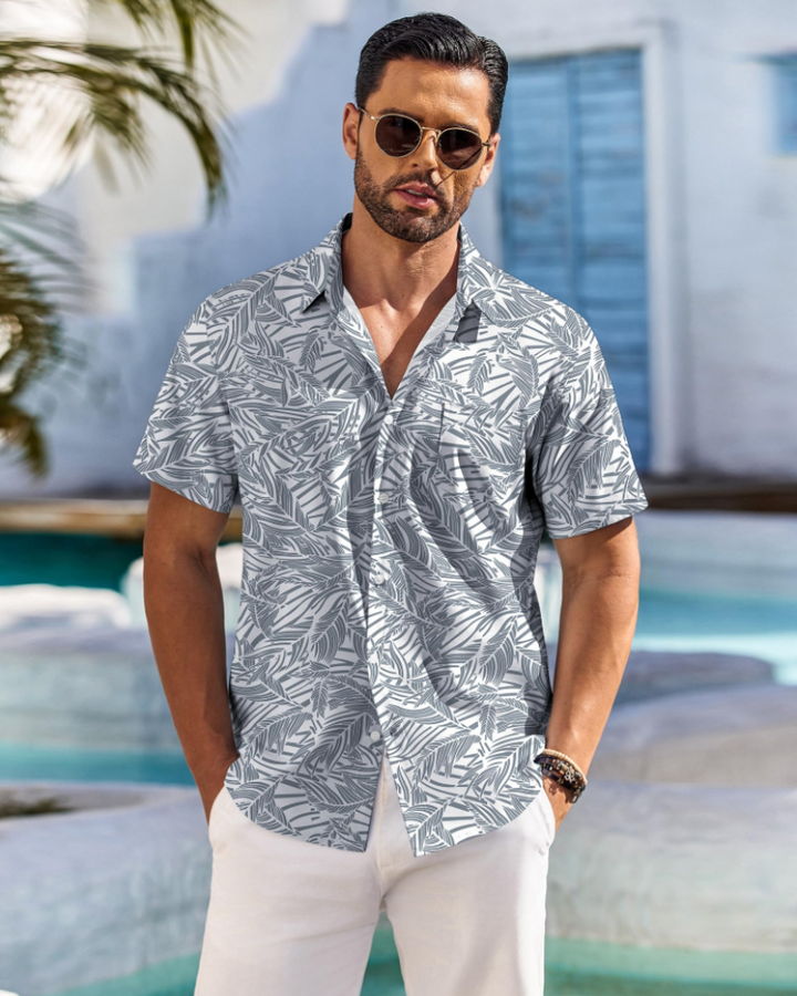 Herre tropisk Hawaii skjorte med blomstret print. Perfekt til sommer og solrige dage.