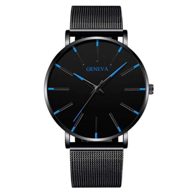 Herre eleganceur i rustfrit stål. Ultratyndt armbåndsur med tidløs stil, perfekt til enhver lejlighed.
