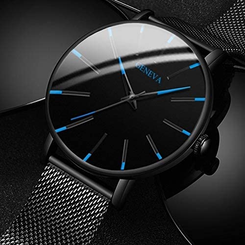Nærbillede af ultratyndt kvarts herreur. Elegant, minimalistisk armbåndsur i rustfrit stål, der udstråler klassisk stil.