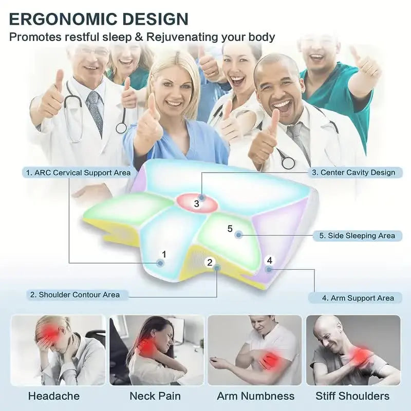Hukommelsesskum pude lindrer nakke- og skuldersmerter. Ergonomisk design og fast støtte for en smertefri og afslappende hvile.