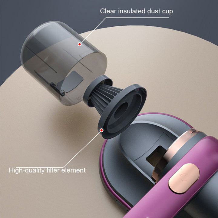 Støvsuger med UV-C teknologi mod bakterier og allergener, perfekt til alle tekstiloverflader.