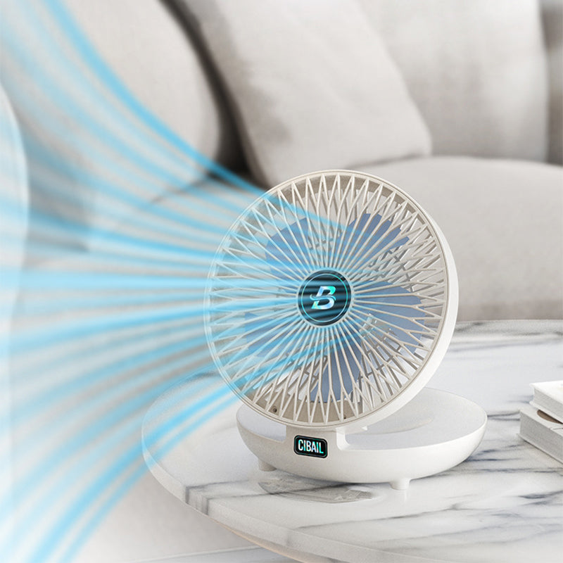 Smart, bærbar ventilator i et hvidt design. Optimal personlig afkøling til ethvert rum, stille drift.