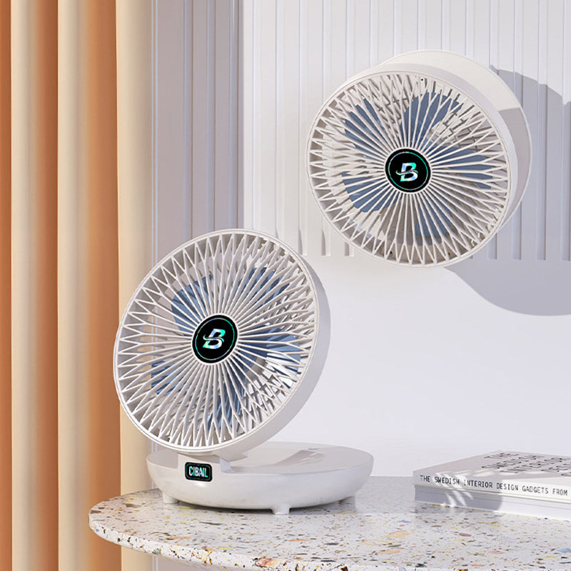 Kompakt smart ventilator i blå til kontoret. Perfekt til personlig afkøling og rejse om sommeren.