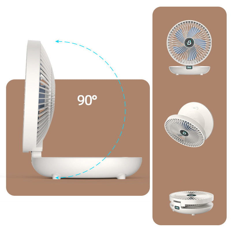 Personlig hvid bordventilator, der leverer frisk luft. Essential gadget for varme sommerdage på kontoret.