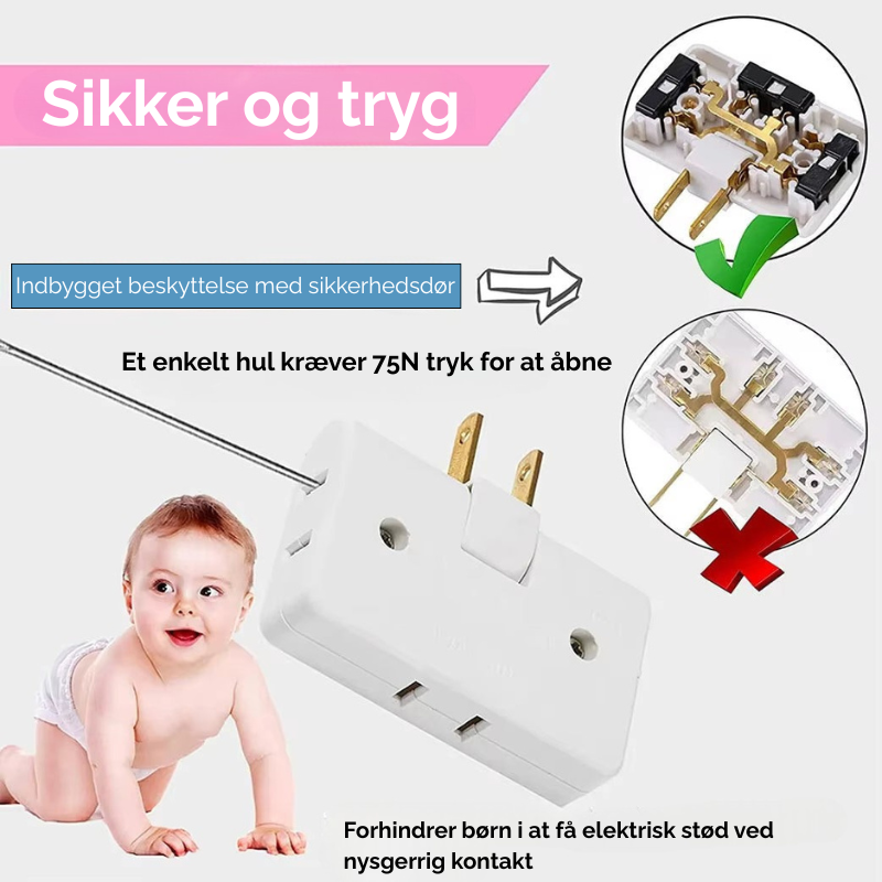 Moderne drejelig stikkontakt med 3 udtag, ideel til effektiv kabelorganisering i kontoret.