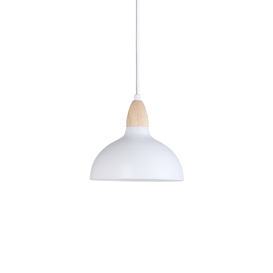 "Hvid Oak pendel lampeskærm Ø19 med minimalistisk design og naturlige trædetaljer til moderne hjem"