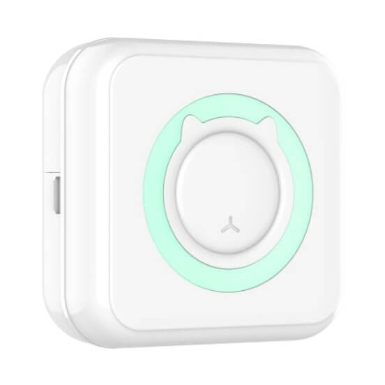 Kompakt trådløs mini printer, perfekt til personlige fotoudskrifter og klistermærker, med nem forbindelse.