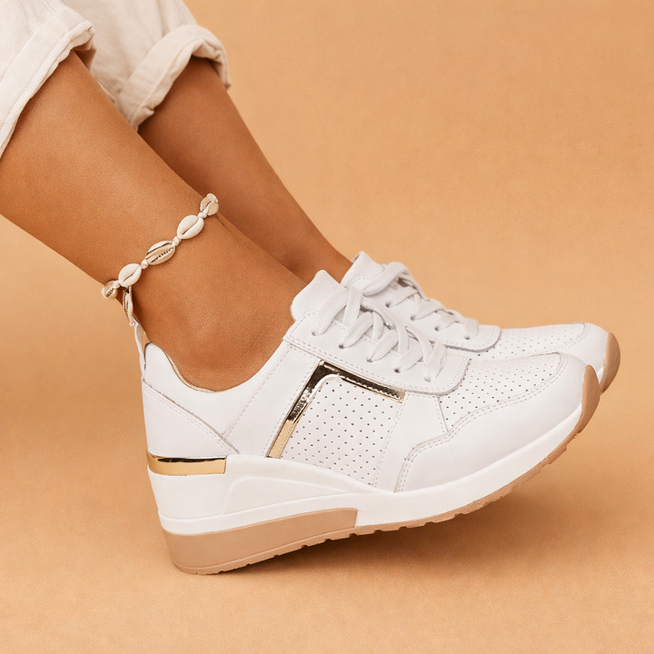 Grå dame platform sneakers. Trendy og behagelige høje sneakers til hverdag med et smart og moderne design.