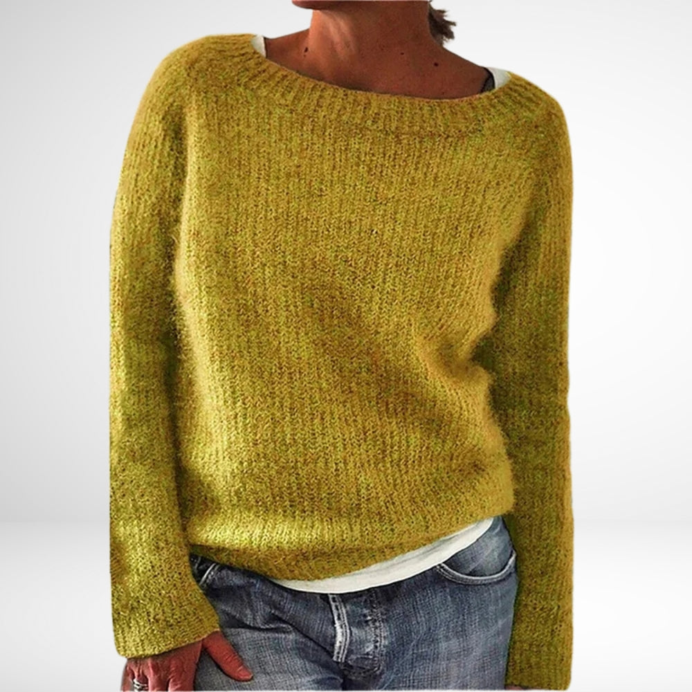 Elegant dame retro vinter sweater. Hyggelig langærmet striktrøje til kvinder, varm og tidløs.
