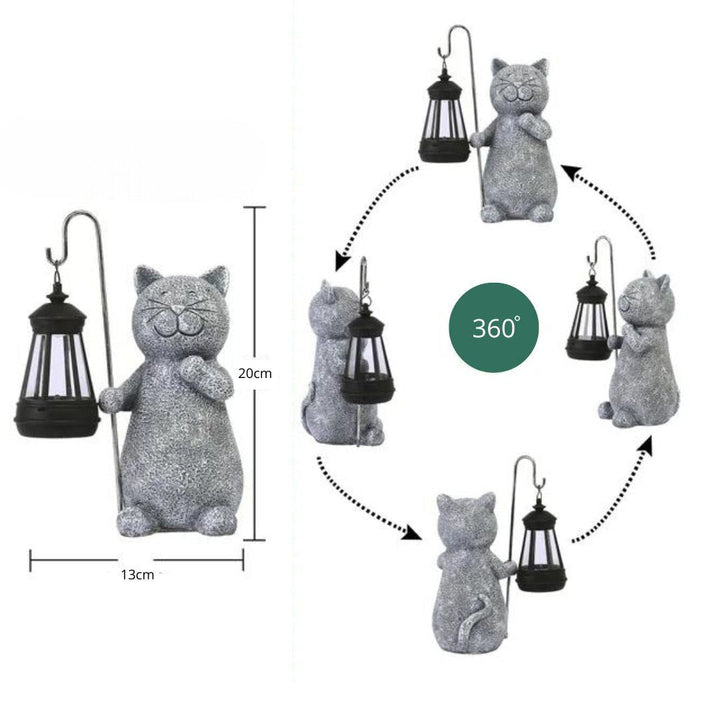 Unik katteinspireret solcellelampe. Perfekt som blød accentbelysning eller hyggelig, solcelledrevet havedekoration.