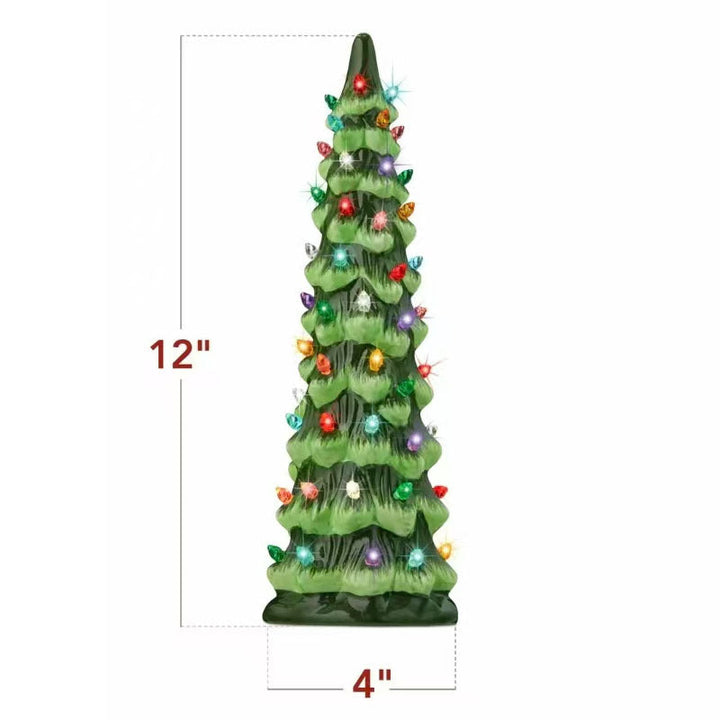 Batteridrevet keramisk juletræ med timer. Varmt lys for hygge og festlig indretning.