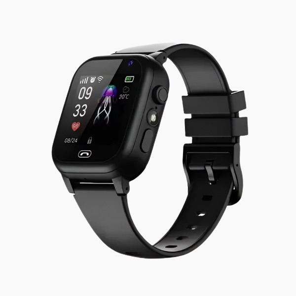 Stænkvandtæt KiDSnav 4G børne-smartwatch. GPS-sporing, SIM-kort & videoopkald for tryghed i hverdagen.