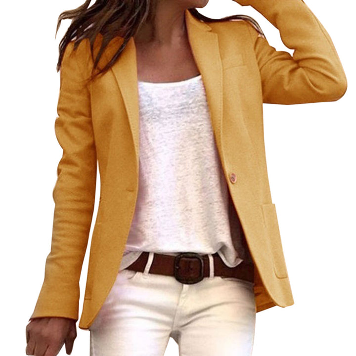 Elegant dame blazer, figursyet og stilfuld. Smart jakke til kvinde mode, velegnet til forår og sommer.