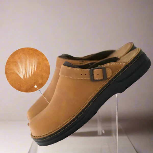 Hverdags ortopædiske clogs til mænd med fokus på ergonomi og optimal fodvenlig komfort.