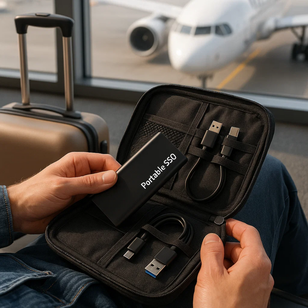 Bærbar 4 TB USB-C harddisk. Ideel til Mac, Windows, Android filopbevaring.