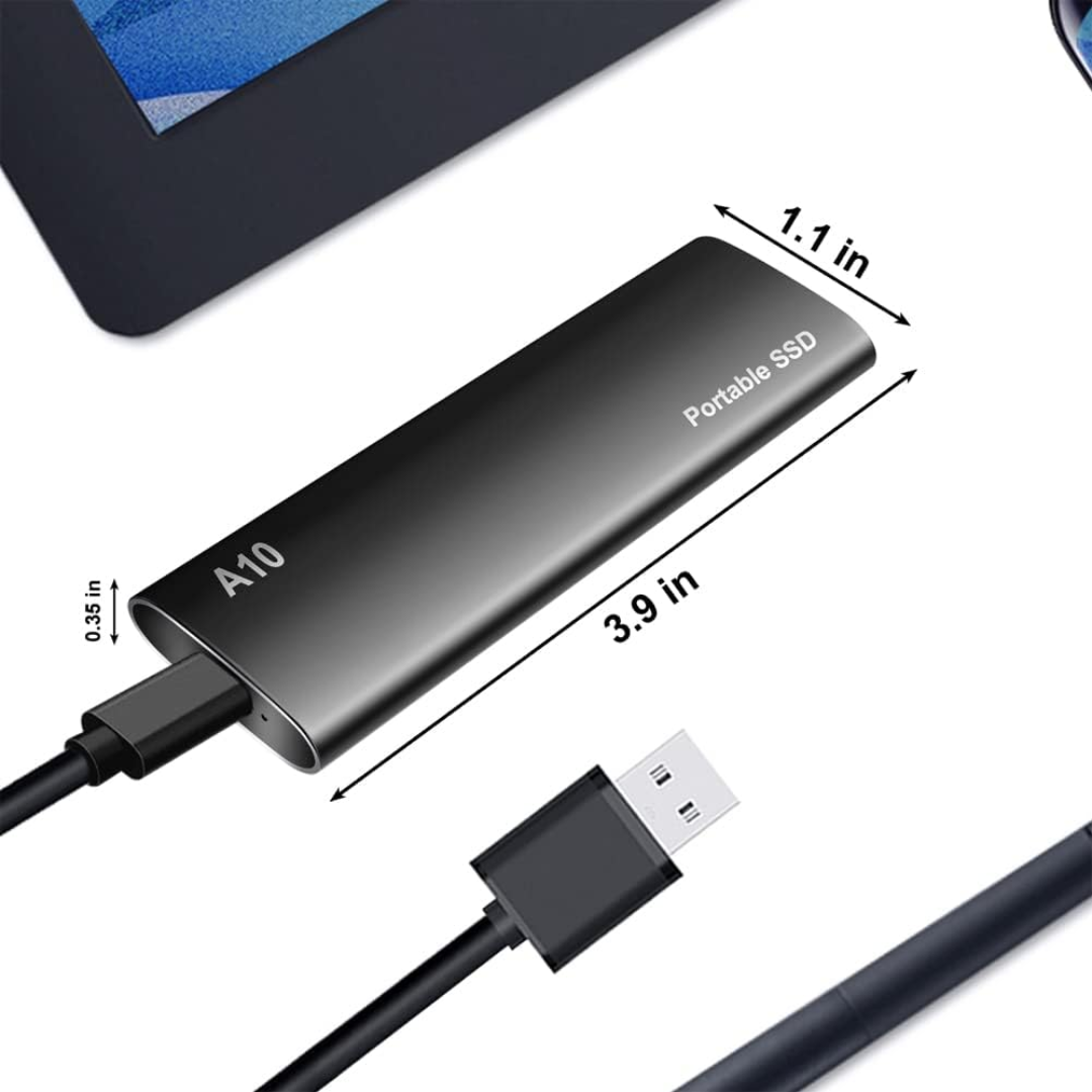 Kompakt 4TB harddisk. USB-C forbindelse for hurtig dataoverførsel og lagring.