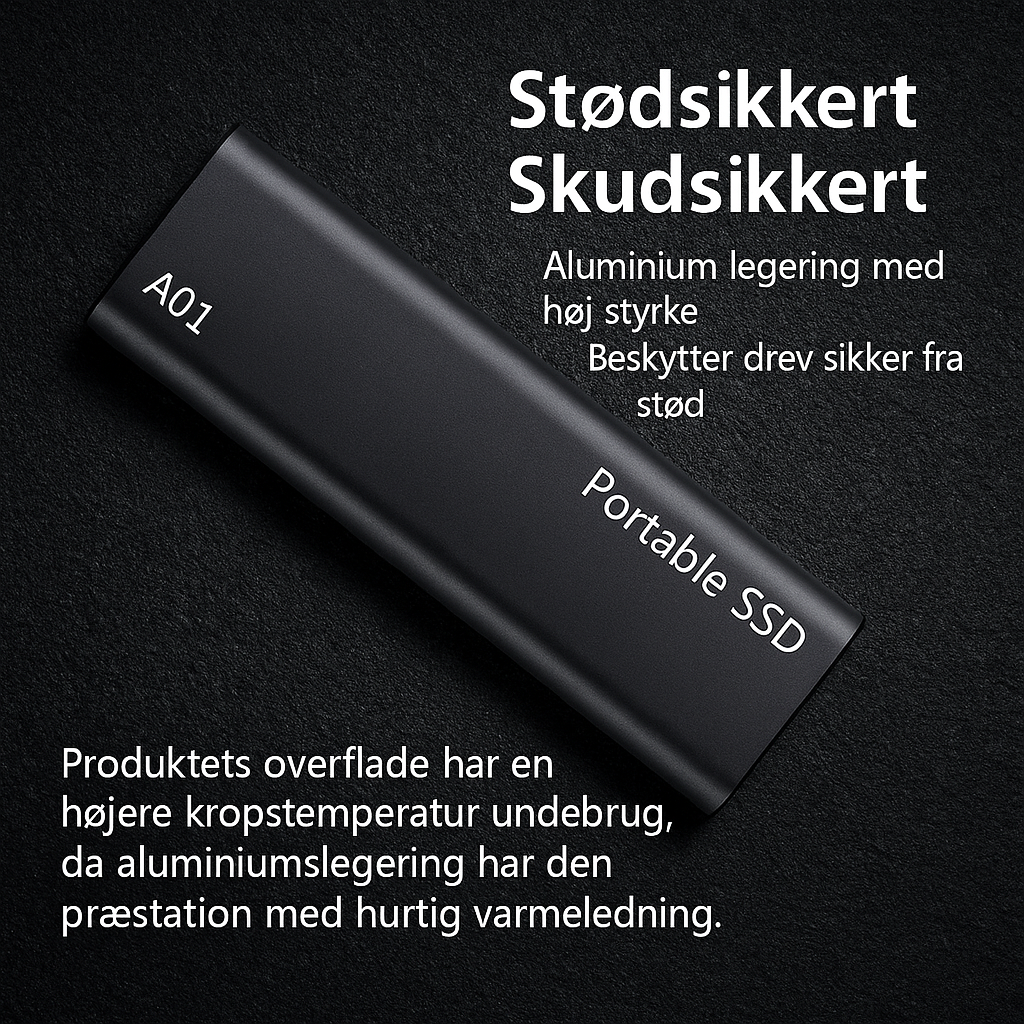 Slank 4 TB ekstern datadisk med USB-C. Nem at have med på farten.